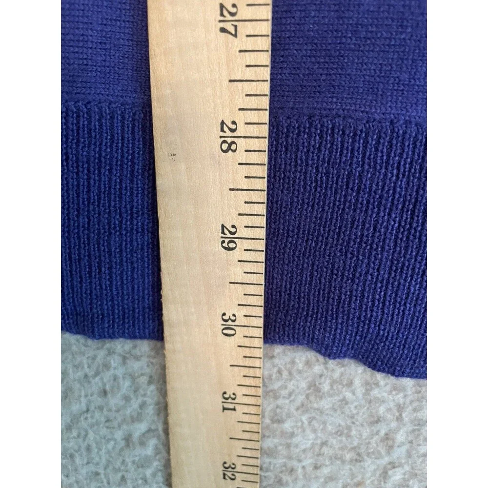 TAHARI Sweater Blue 100% Extra Fine Merino Wool Cowl Neck Womens Size Small